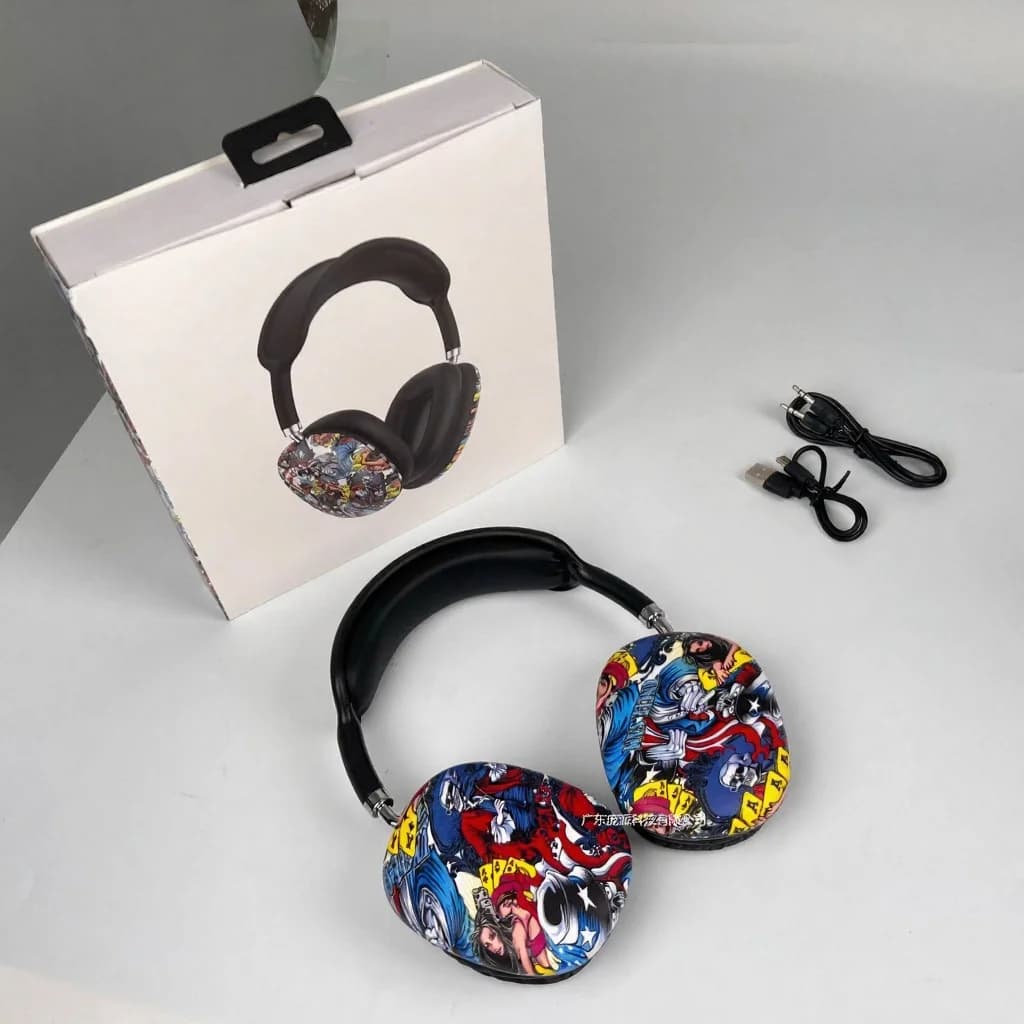 Графити Bluetooth слушалки тип „наглавни“ с FM радио и слот за TF карта