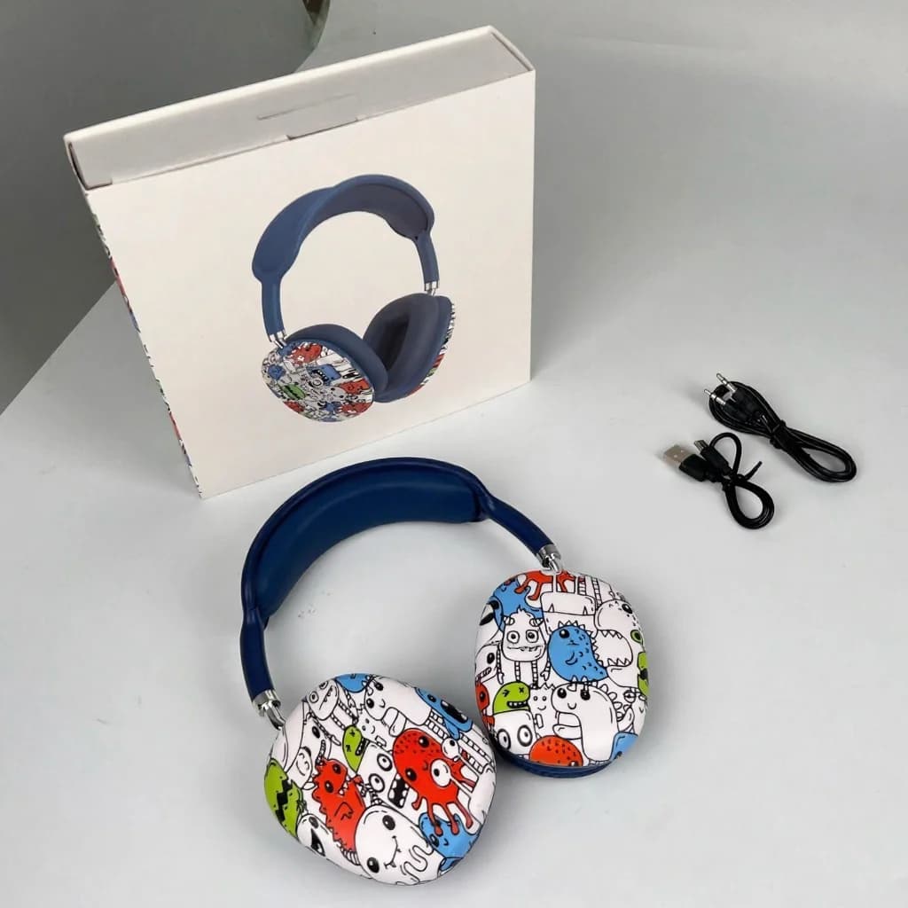 Графити Bluetooth слушалки тип „наглавни“ с FM радио и слот за TF карта