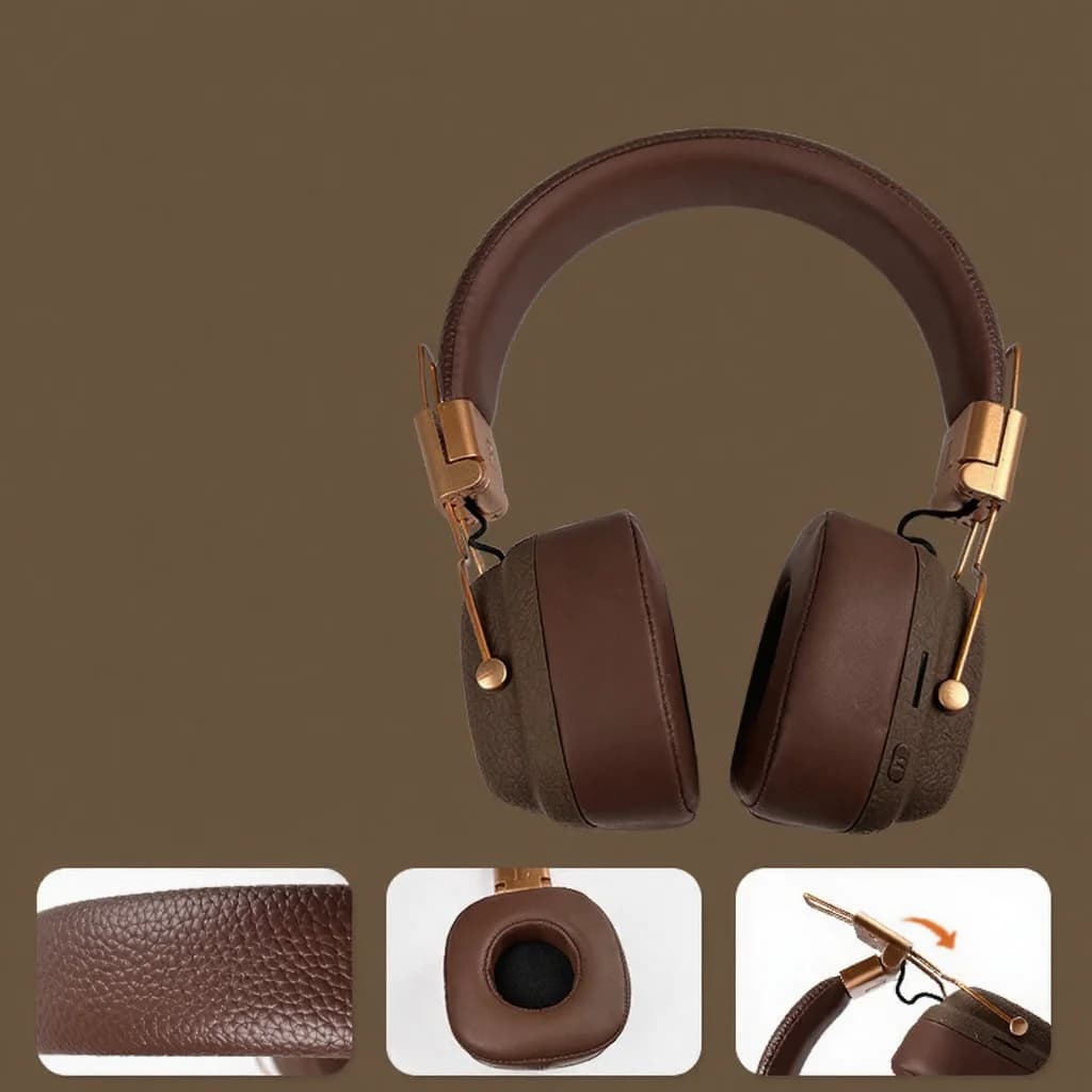 Ретро наглавни Bluetooth слушалки с EQ режими и сгъваем дизайн