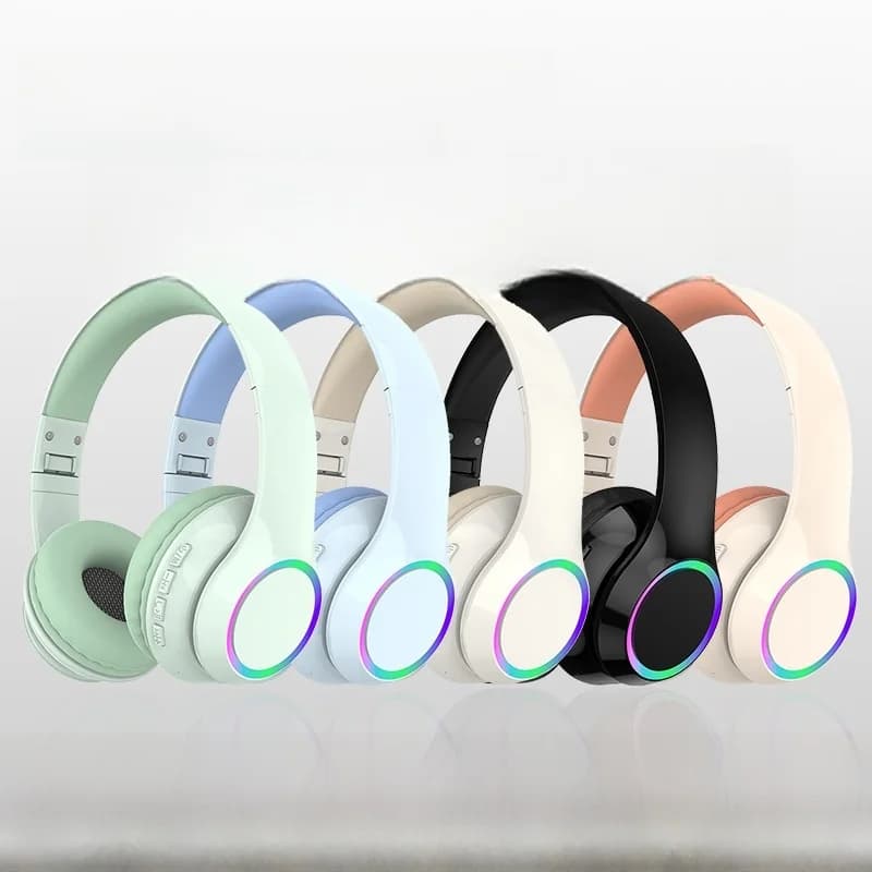 LED светещи безжични Bluetooth околоушни слушалки с микрофон