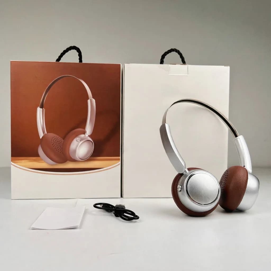 Ретро безжични слушалки с FM радио и Bluetooth 5.4
