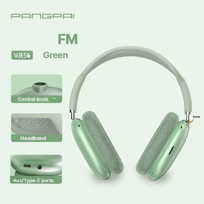 Bluetooth 5.4 слушалки над ушите с въртящо се копче и FM радио