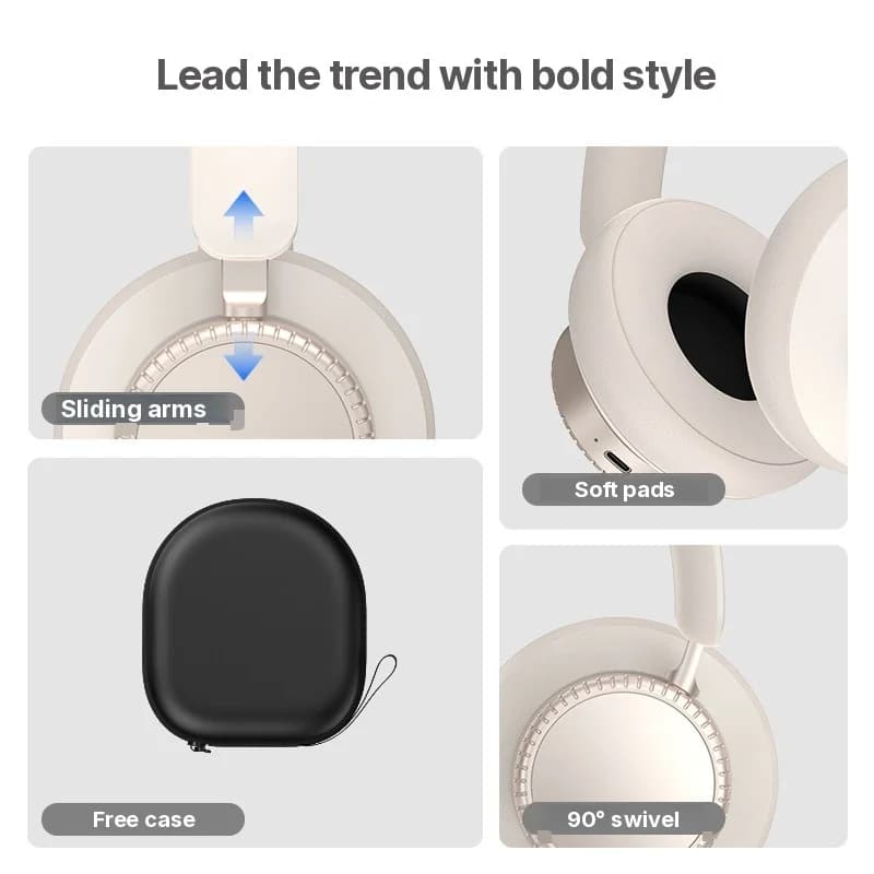 Безжични Bluetooth слушалки с активно шумопотискане, тип „околоушни“, с микрофон