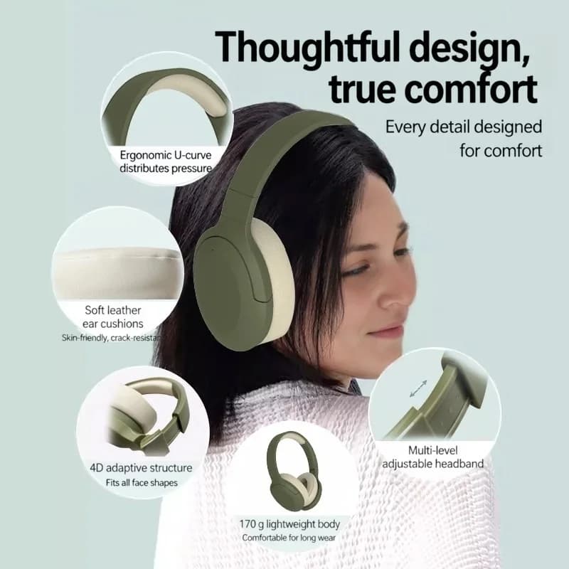 Безжични Bluetooth слушалки тип „над ухото“ с FM радио и дълга батерия