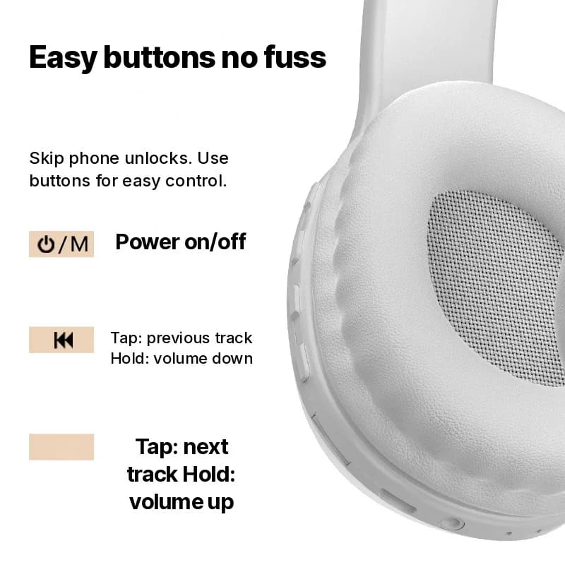 Bluetooth слушалки тип „over-ear“ със слот за TF карта и AUX вход