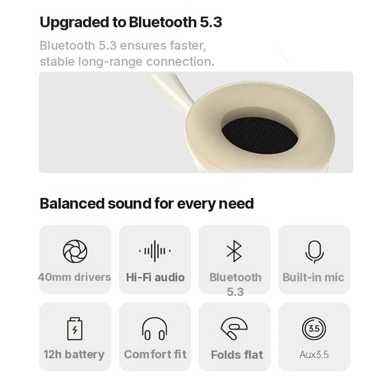 Безжични слушалки над ухото с FM радио и слот за TF карта