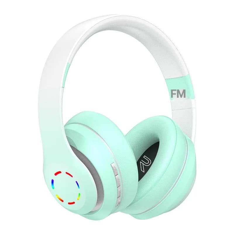 Безжични слушалки над ушите с LED осветление и FM радио