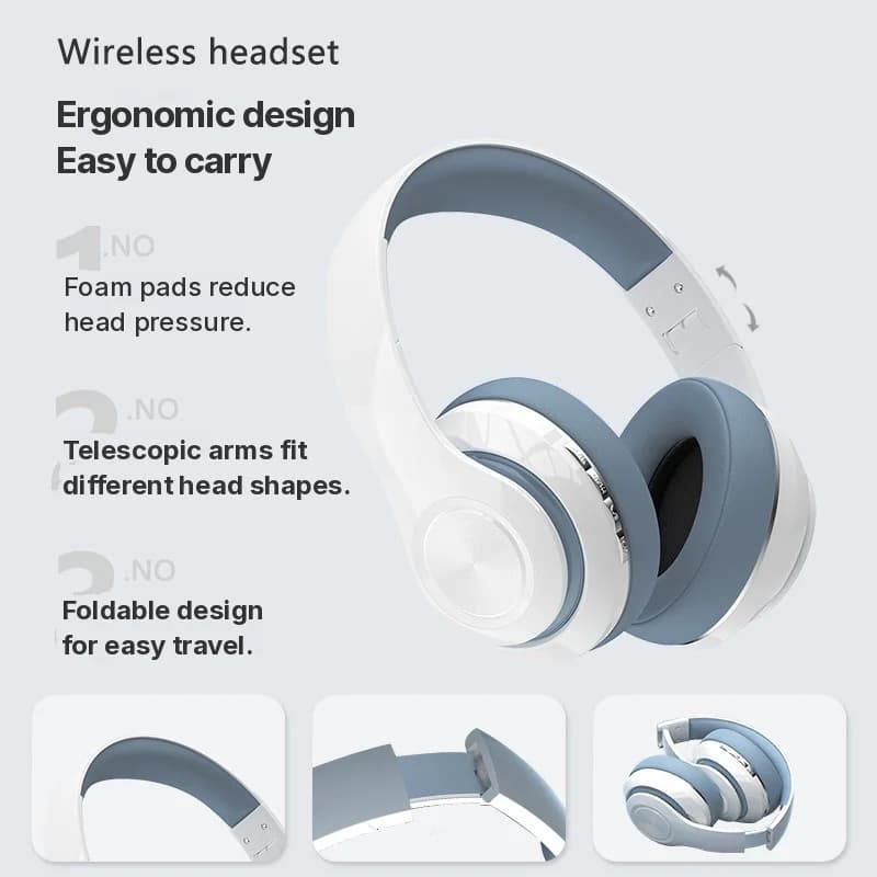 Безжични слушалки Over-Ear с FM радио и слот за TF карта