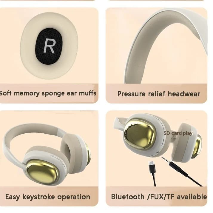 Безжични слушалки тип „над ухото“ с Bluetooth 5.3 и дълга автономност
