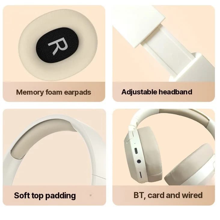 Наглавни Bluetooth слушалки с бас, AUX и поддръжка на TF карта