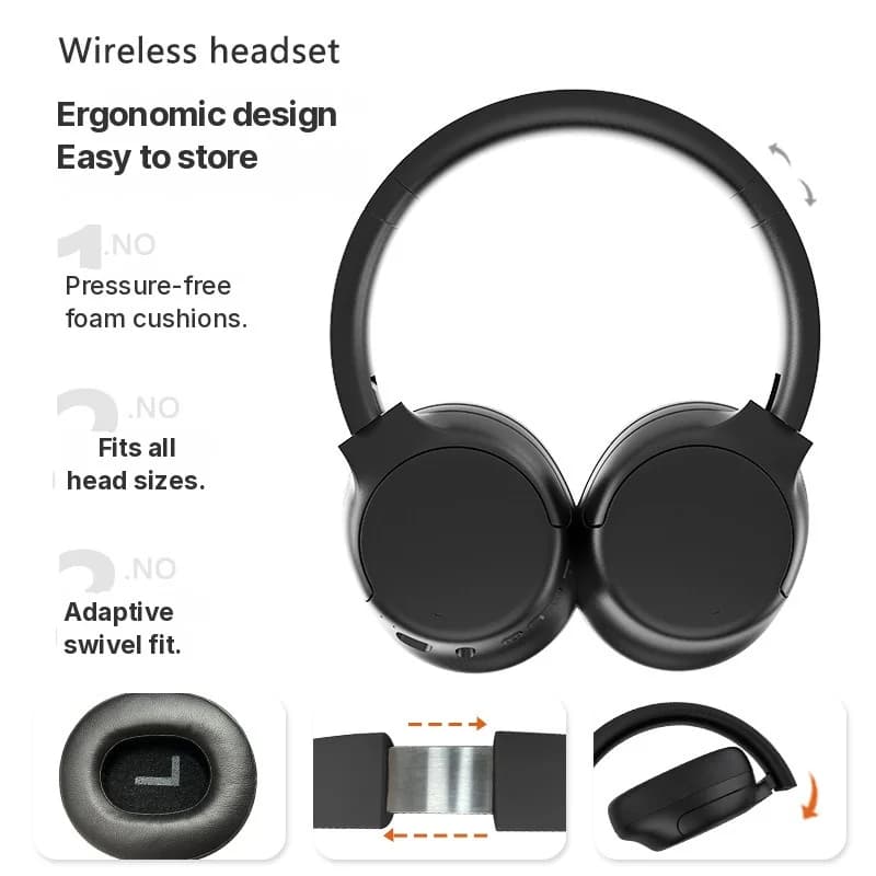 Безжични Bluetooth слушалки с активно шумопотискане, тип „околоушни“, с дълга батерия
