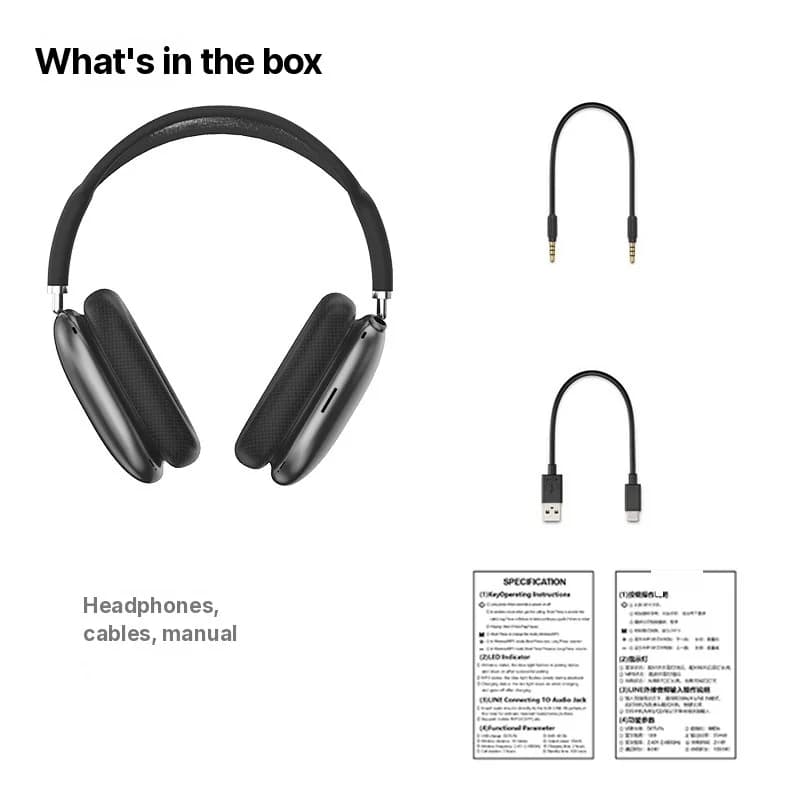 Bluetooth 5.4 слушалки над ушите с въртящо се копче и FM радио