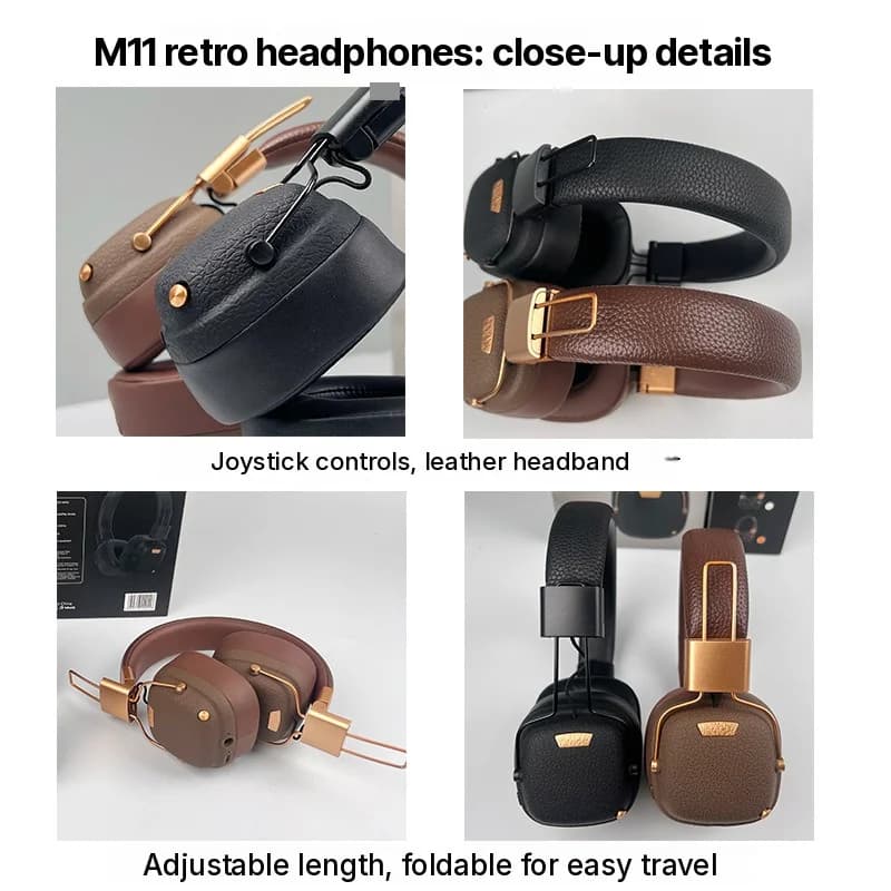 Ретро безжични Bluetooth слушалки тип „на главата“ с EQ звукови режими