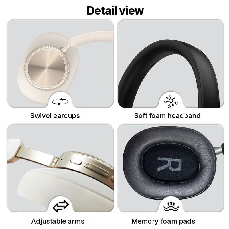 Безжични Bluetooth слушалки тип „over-ear“ с шумопотискане и калъф