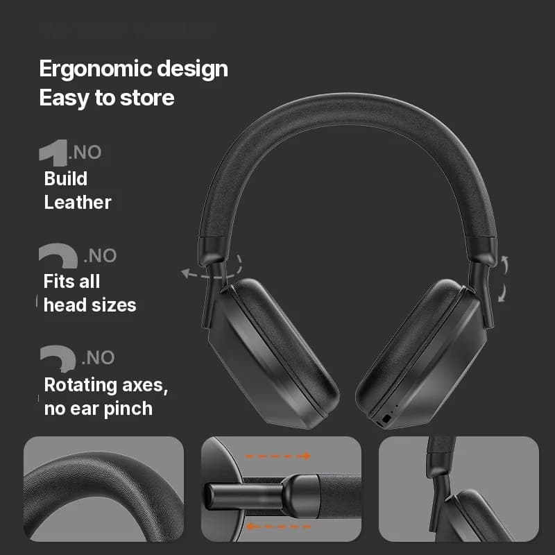 Безжични наглавни слушалки с FM радио и Bluetooth 5.4