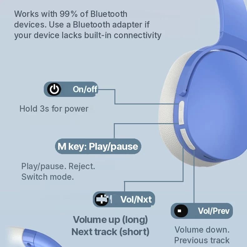 Безжични Bluetooth слушалки тип „на ухо“ с дълъг живот на батерията
