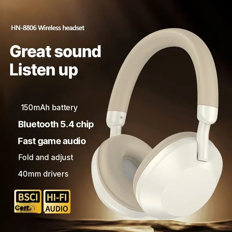Безжични наглавни слушалки с FM радио и Bluetooth 5.4