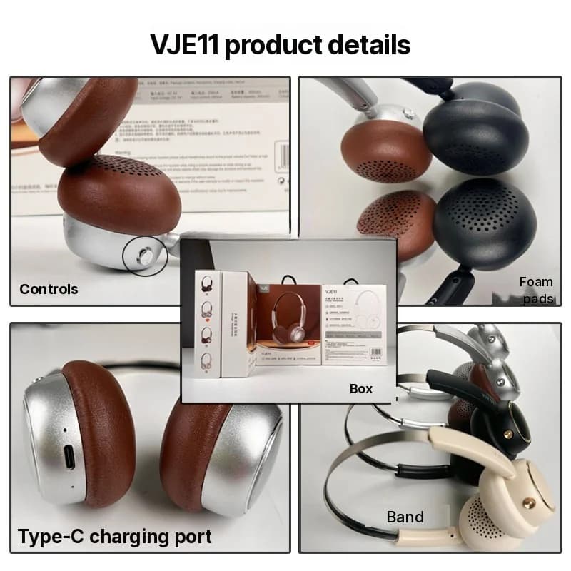 Ретро безжични слушалки с FM радио и Bluetooth 5.4
