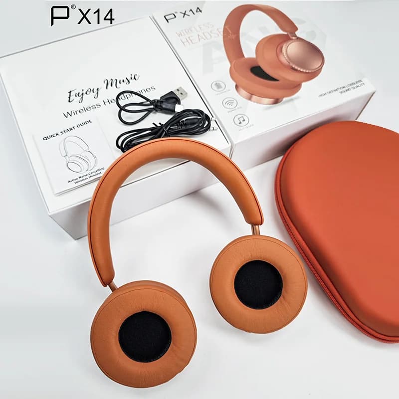 Безжични Bluetooth слушалки с активно шумопотискане, надвушни, с калъф